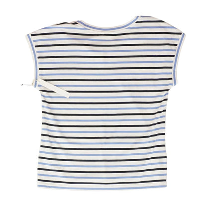White Striped V Neck T-Shirt