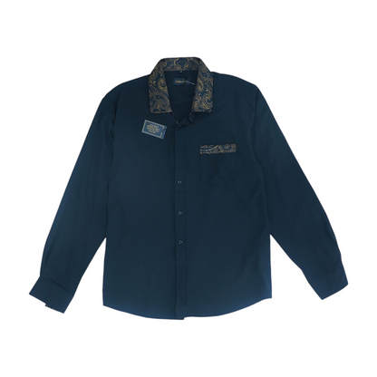 Black Solid Long Sleeve Button Down