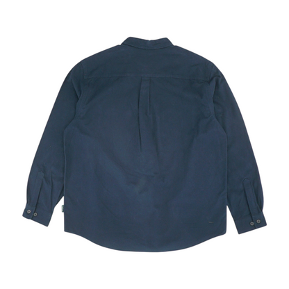 Blue Solid Long Sleeve Button Down