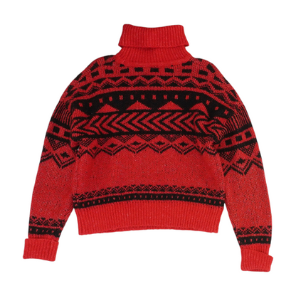 Red Graphic Pullover Sweater