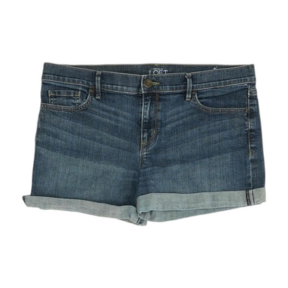 Blue Solid Denim Shorts