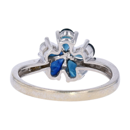 14K White Gold Blue Stone Fashion Ring