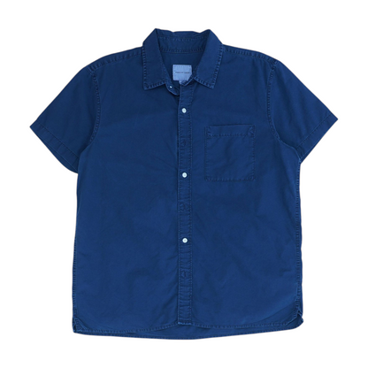 Navy Solid Short Sleeve Button Down