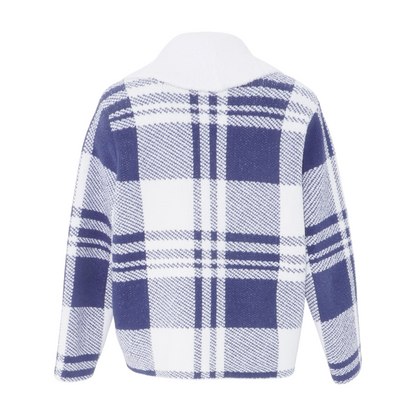 White Plaid Cardigan Sweater