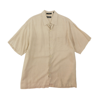 Tan Solid Short Sleeve Button Down