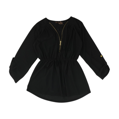 Black Solid Long Sleeve Blouse