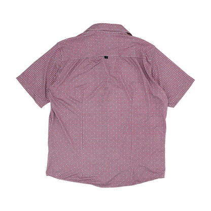 White Geometric Short Sleeve Button Down