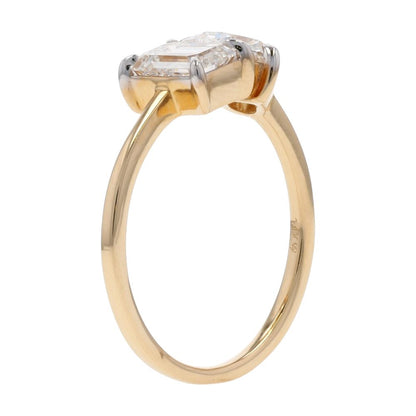 2 Ct 14K Gold Heart And Emerald Cut Lab Grown Diamond Cocktail Ring
