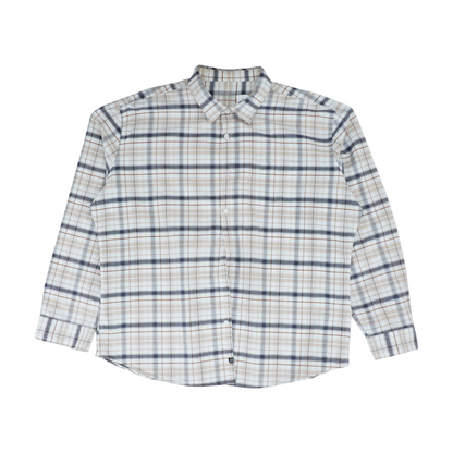 Beige Plaid Long Sleeve Button Down