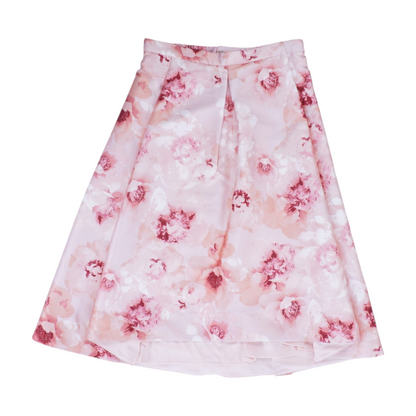 Pink Floral Midi Skirt