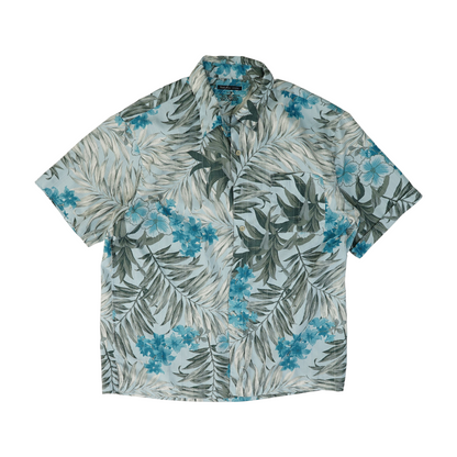 Blue Tropical Short Sleeve Button Down