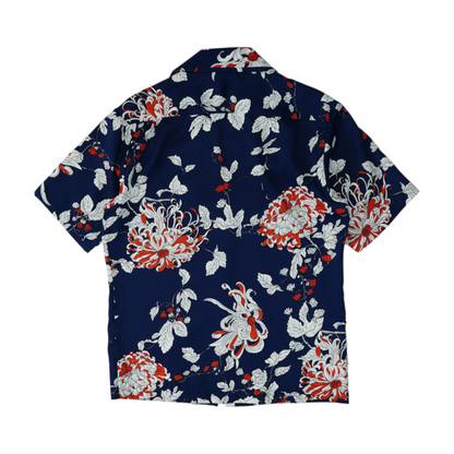 Navy Floral Short Sleeve Button Down