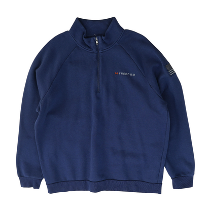 Blue Solid 1/4 Zip Pullover