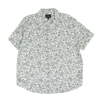 Green Floral Short Sleeve Button Down