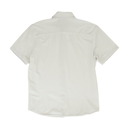 White Solid Short Sleeve Button Down