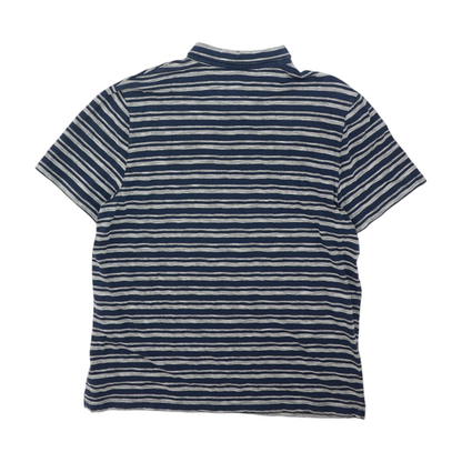 Navy Striped Short Sleeve Polo