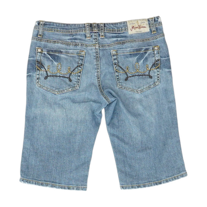 Blue Solid Denim Shorts