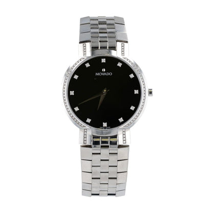 Men's Faceto Diamond Accented Stainless Steel Diamond Watch