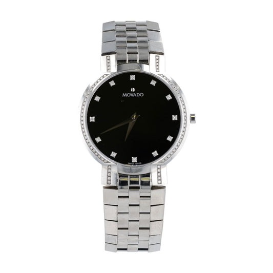 Men's Faceto Diamond Accented Stainless Steel Diamond Watch