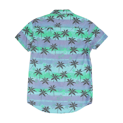 Blue Tropical Short Sleeve Button Down