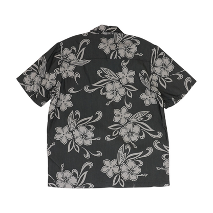 Gray Floral Short Sleeve Button Down