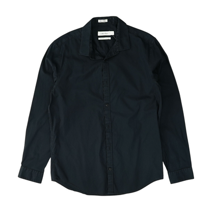 Black Solid Long Sleeve Button Down