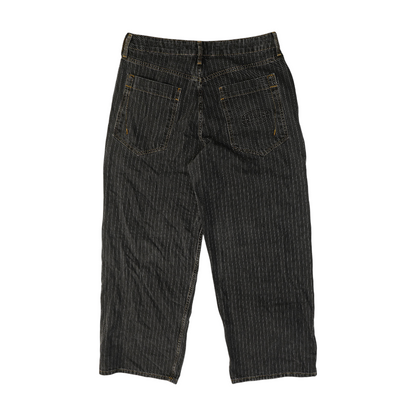 Black Striped Wide Leg Jeans