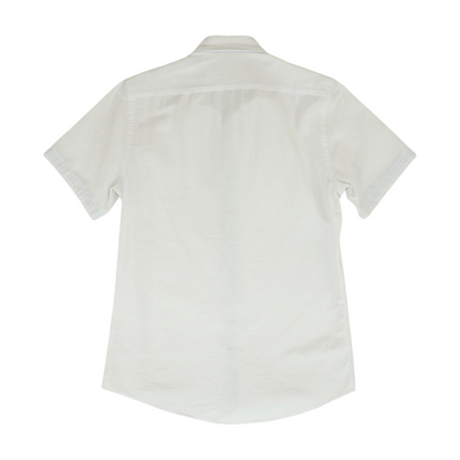 White Solid Short Sleeve Button Down