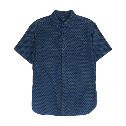 Navy Abstract Short Sleeve Button Down