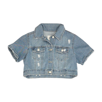 Blue Solid Denim Jacket