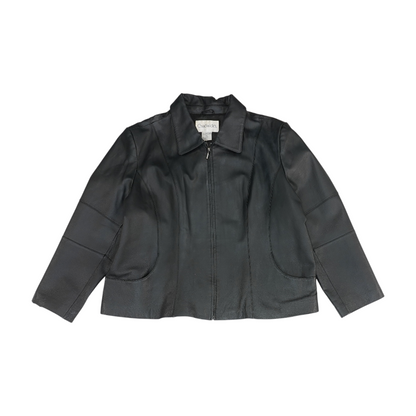 Black Plus Solid Leather Jacket
