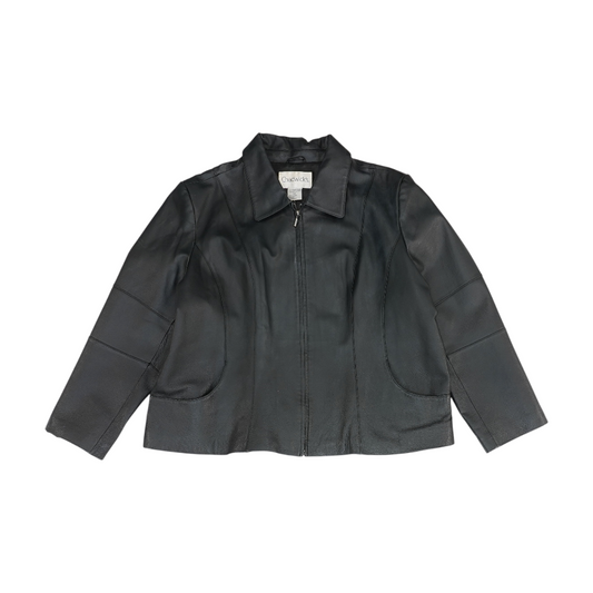 Black Plus Solid Leather Jacket