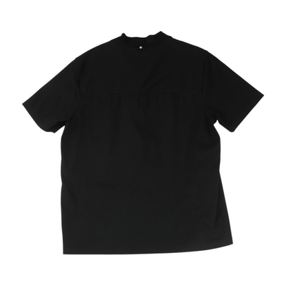 Black Solid Short Sleeve Button Down