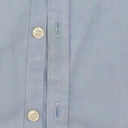 Blue Solid Long Sleeve Button Down