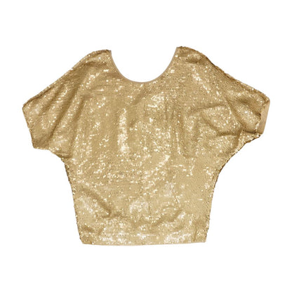 Gold Solid Short Sleeve Blouse