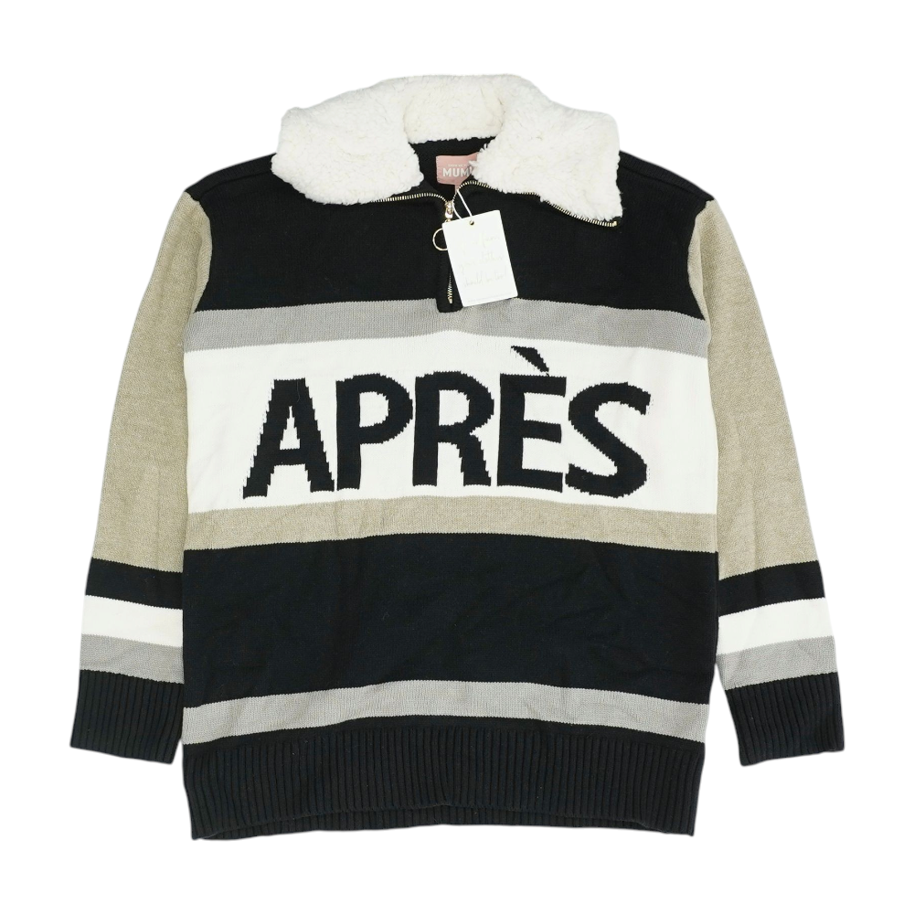 Black Abstract 1/4 Zip Sweater