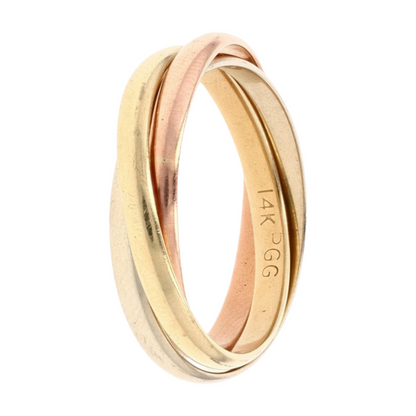 14K Tri-Tone Gold Band Ring
