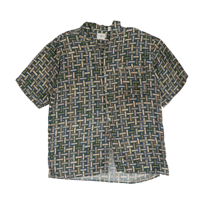 Vintage Green Abstract Short Sleeve Button Down