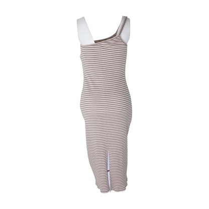 Beige Striped Midi Dress