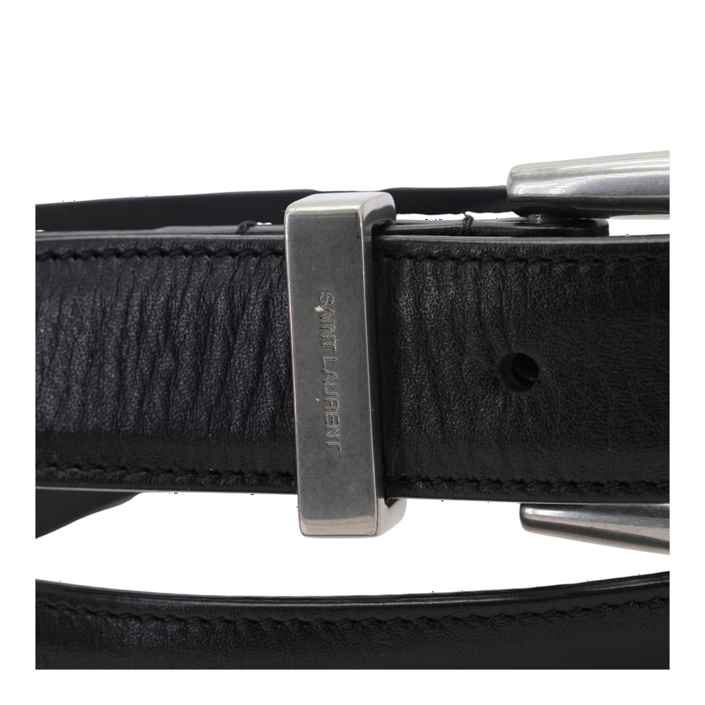 Folk Belt in Smooth Black Leather