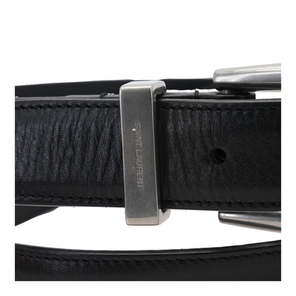 Folk Belt in Smooth Black Leather