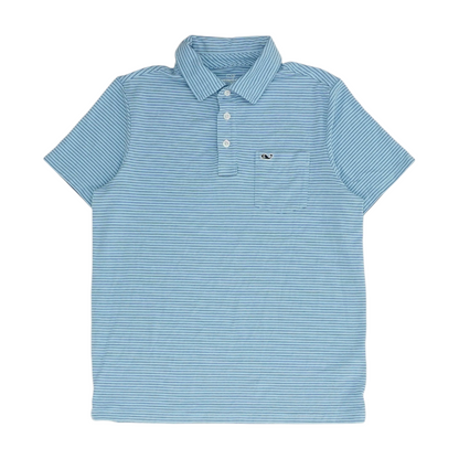 Blue Striped Short Sleeve Polo