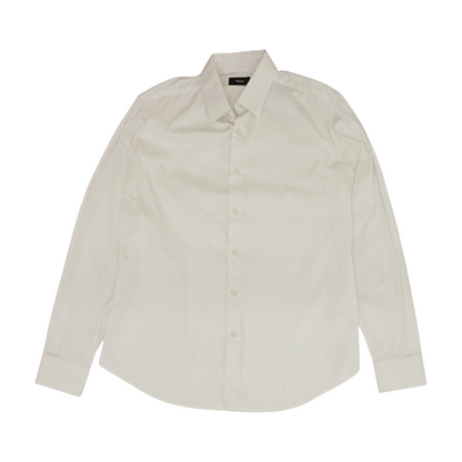 White Solid Long Sleeve Button Down