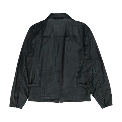Black Tall Solid Leather Jacket