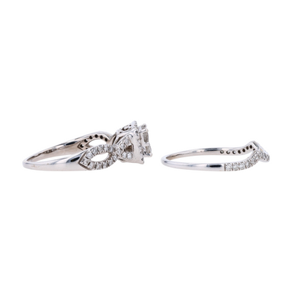 3/4 ctw 14K White Gold Diamond Engagement Ring Set