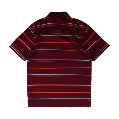 Maroon Striped Short Sleeve Polo
