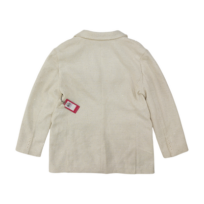 Beige Solid Blazer