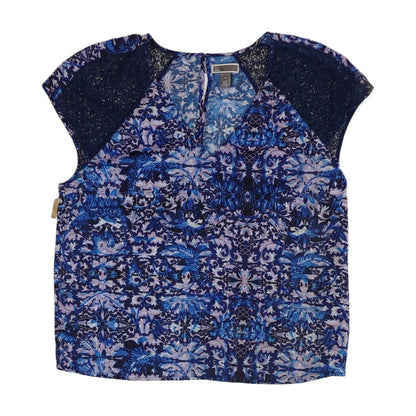 Multi Damask Short Sleeve Blouse