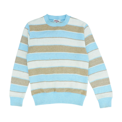 Vintage Beige Striped Pullover Sweater