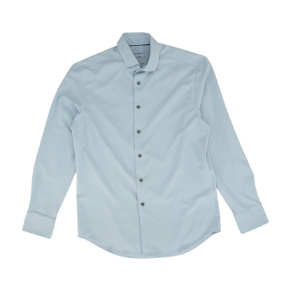 Blue Solid Long Sleeve Button Down